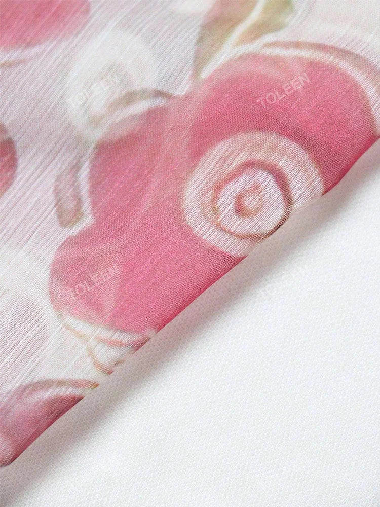 TOLEEN 2024 New in Women's Floral Allover Print Cut Out Long Sleeve High Waist Tie Back Casual Elegant Formal Summer Maxi Dress