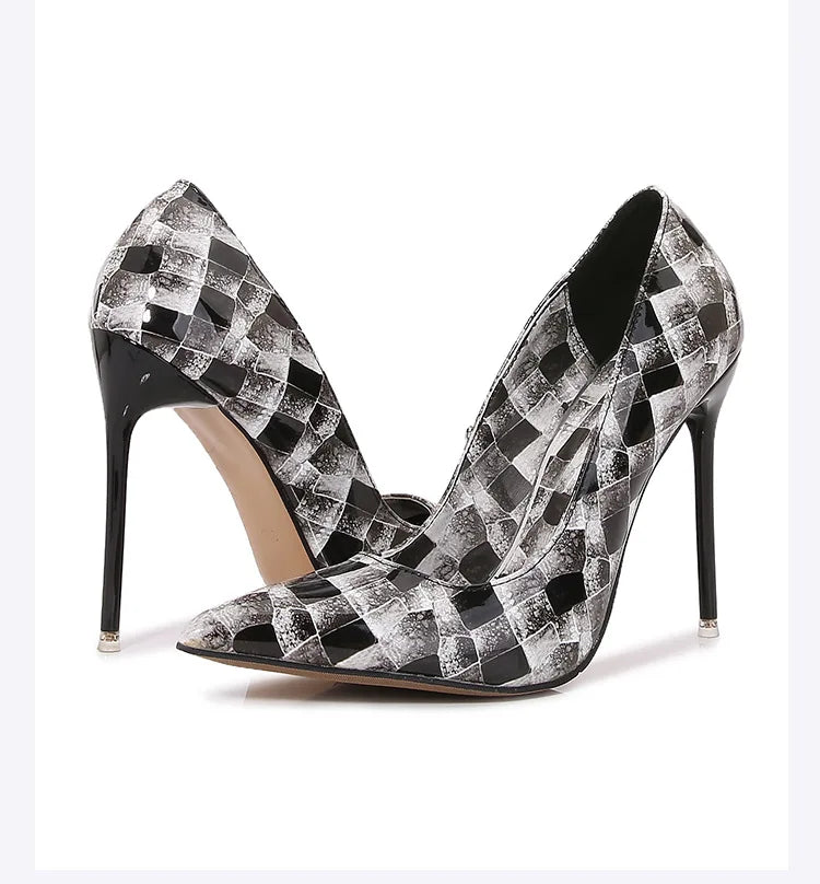 Colorful Printed Pointed Toe High Heel Pumps for Women
