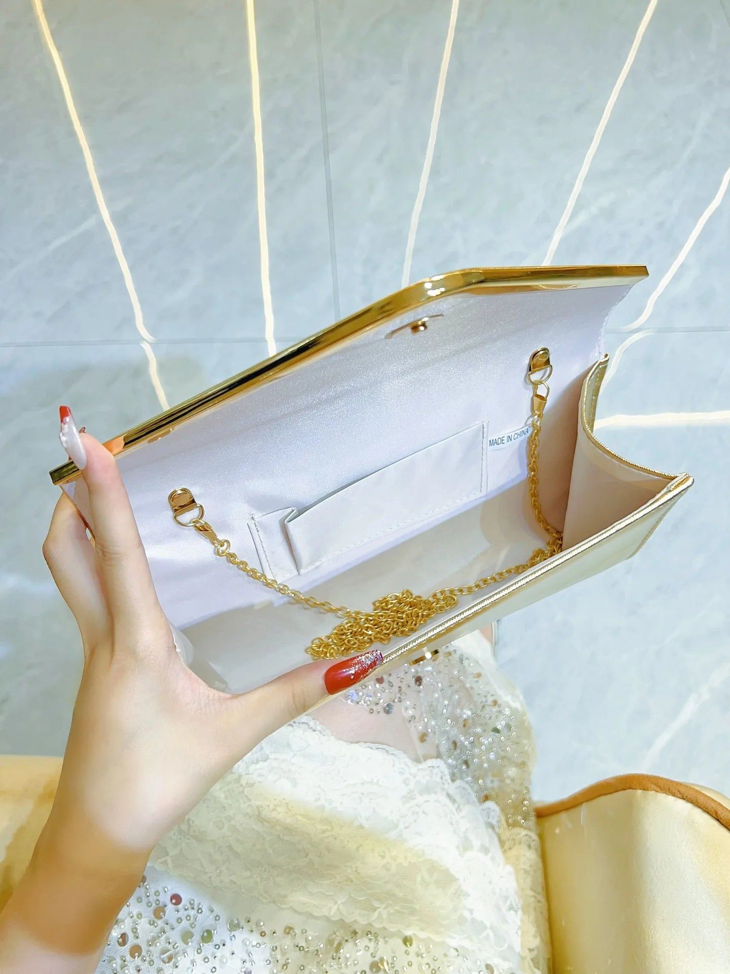 New Women's Envelope Evening Clutch Handbags Elegant Square Bridal Clutch Party Prom Wedding Purse Clutch Shoulder Bags Wallet