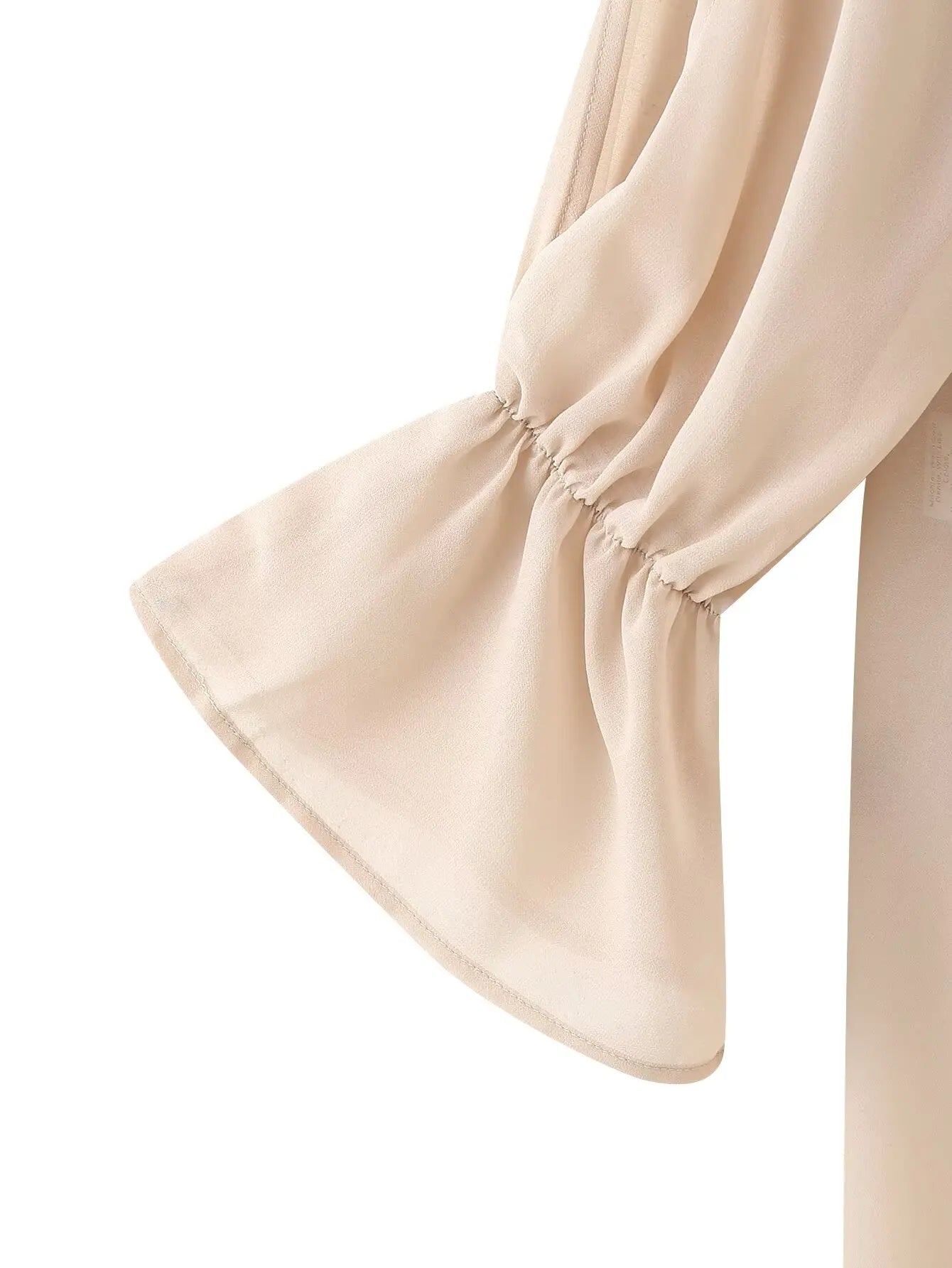 Vintage Chiffon Tiered Ruffle Sleeve Blouse with High Neck for Women