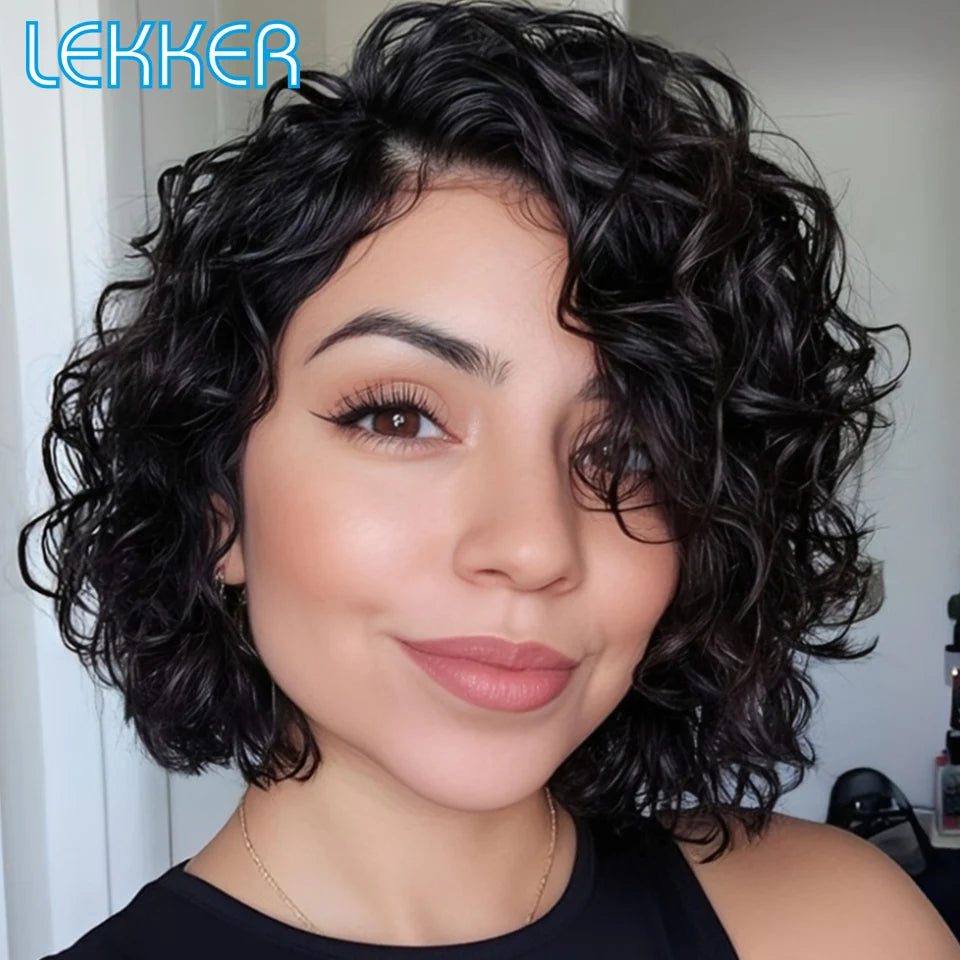 Short Deep Curly Bob Lace Front Human Hair Wig for Women