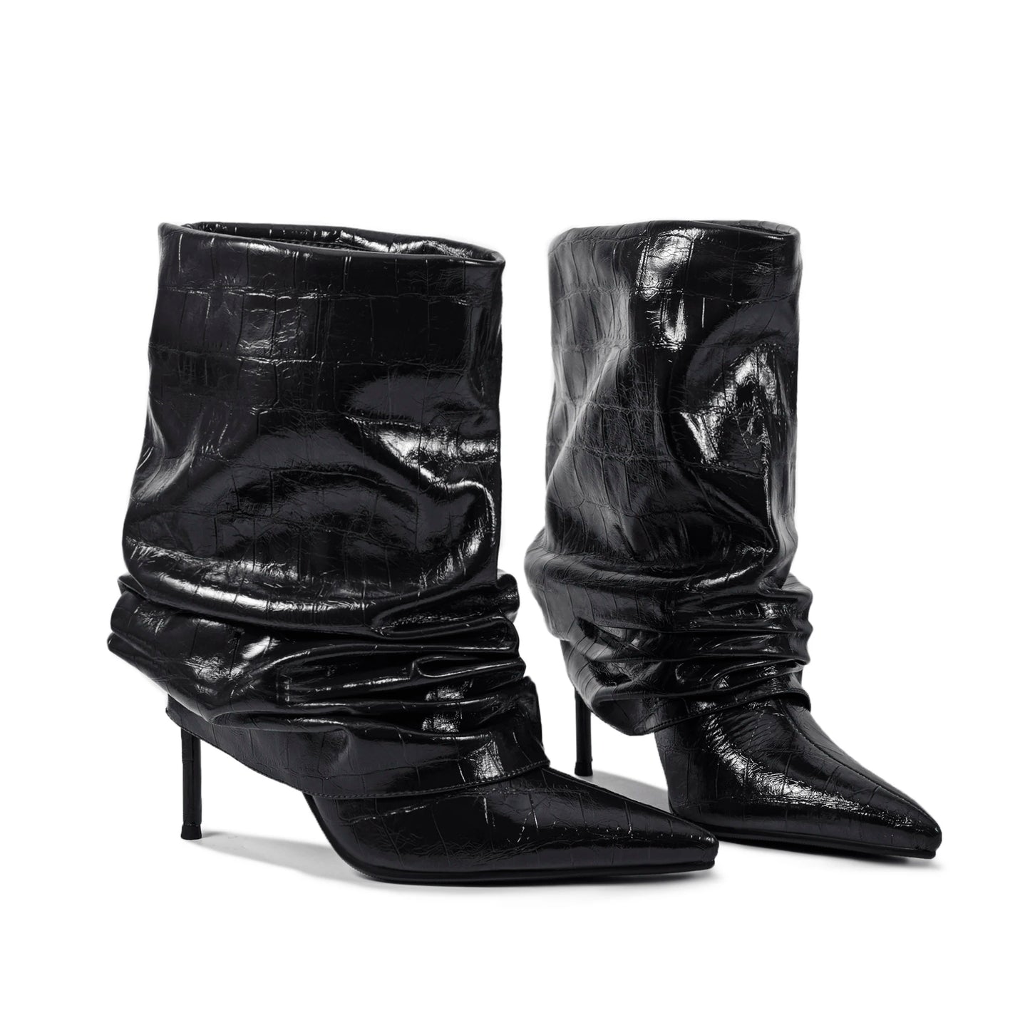 Timeless Elegant Chic Pleated Mid Calf Boots for Women