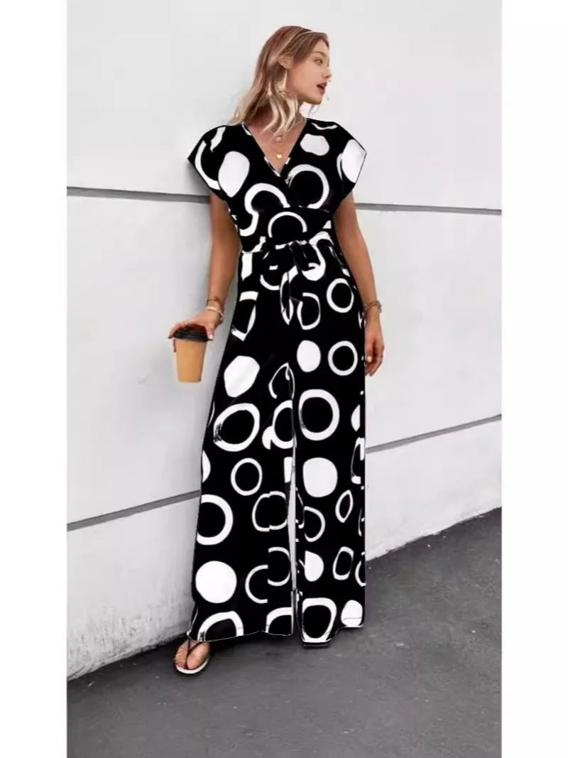 Wide Leg Belted Boho Jumpsuit