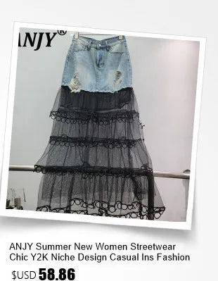 ANJY Autumn Women American Style Vintage High-End Chain Design Slimming Straight Jeans Ins Trend Versatile Wide-Leg Pants A10635