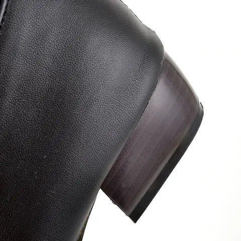 Pointed Toe Platform Square Heel Knee High Boots for Women
