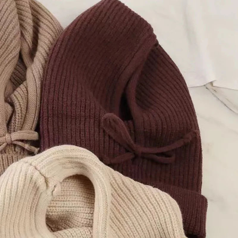New Winter Trendy Balaclava Hat Windproof Scarf Knitted Hat For Women  Cute  Warm Ear Protection Hat