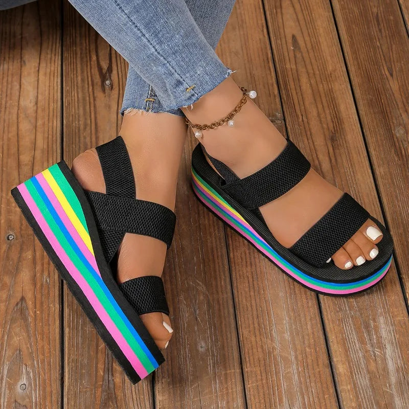 Lightweight Rainbow Sole Platform Wedge Sandals for Women