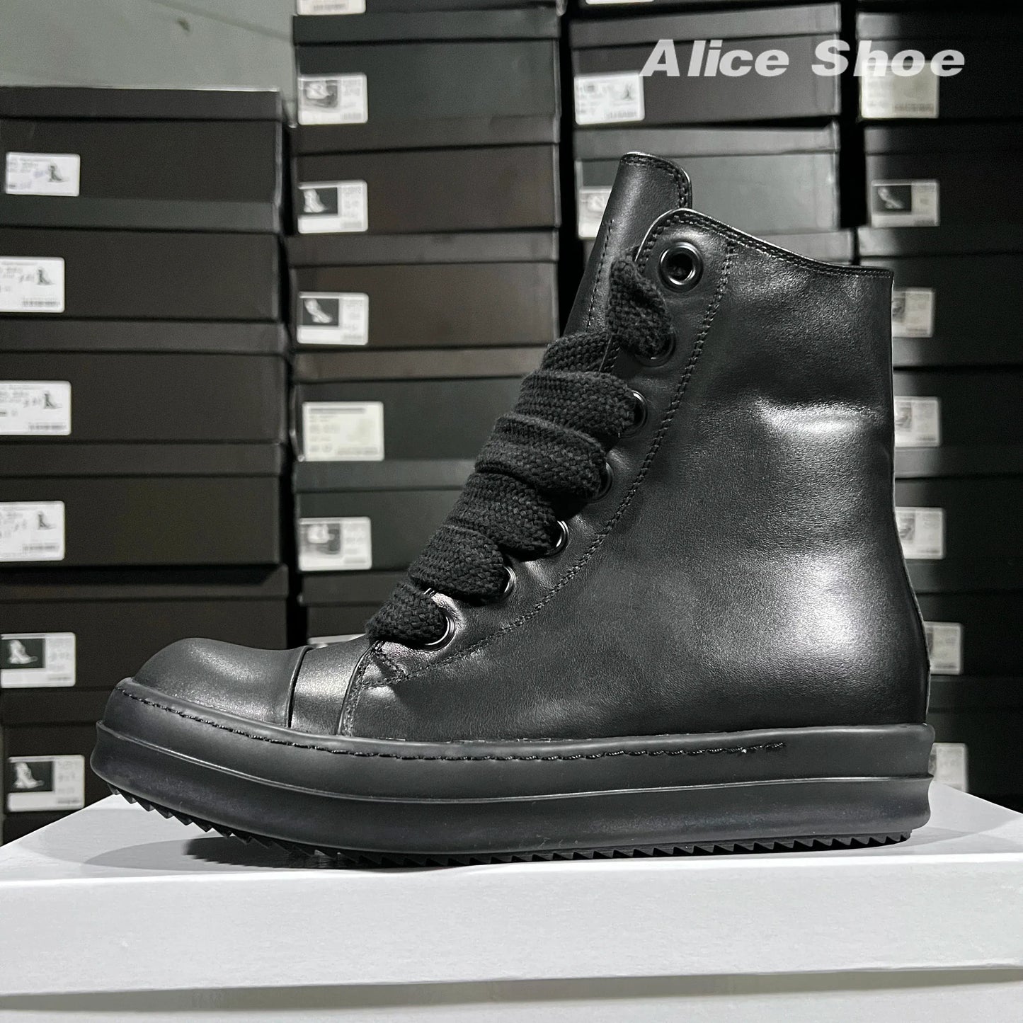 Height Enhancing Leather Platform Boots