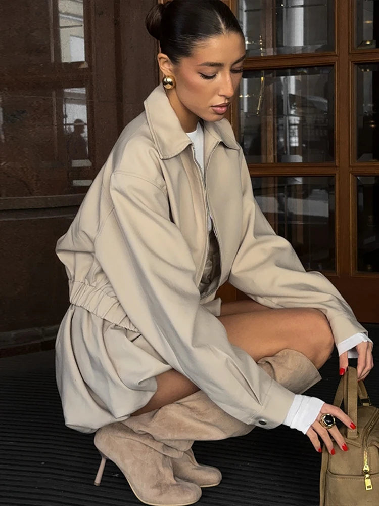 Autumn Zip Jacket And Shorts Set