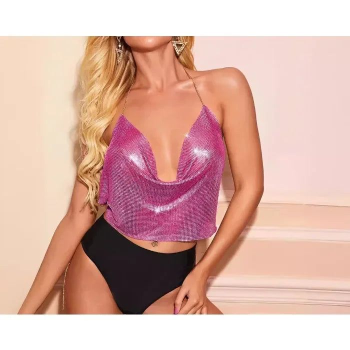 Tank Top Women Metal Sequin Camisole Party Nightclub Music Festival Sleeveless Sexy Vest for Female Streetwear 2025 Summer New