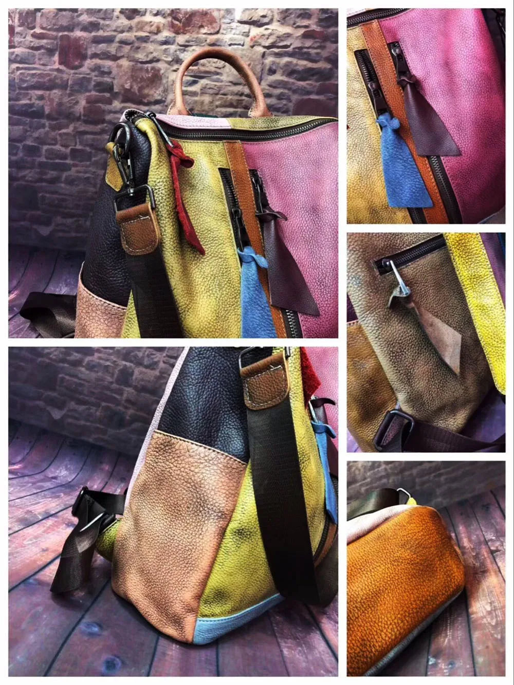 ABQP New Women's Backpack Luxury Brand Genuine Leather Handmade Color Women's Backpack Large Capacity Travel Leisure Backpack