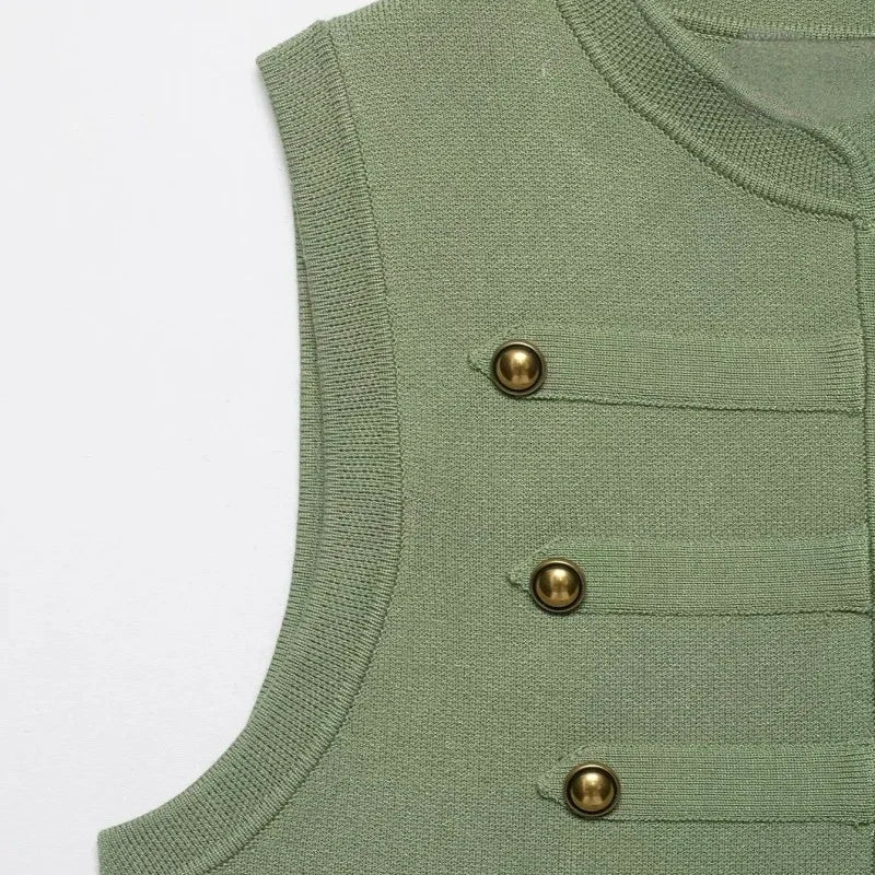 Comfortable Knitted O Neck Sleeveless Vest For Women