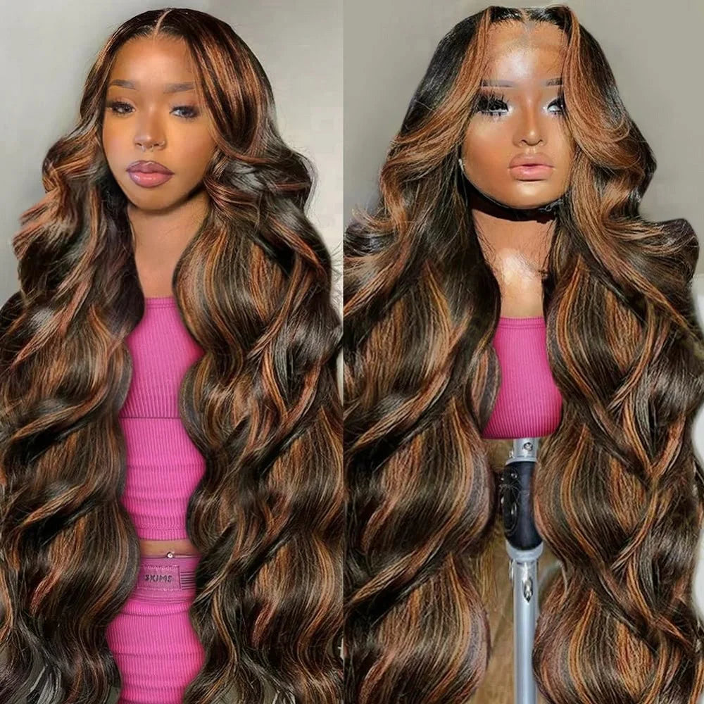 Transparent Lace Highlight Body Wave Human Hair Wig For Women