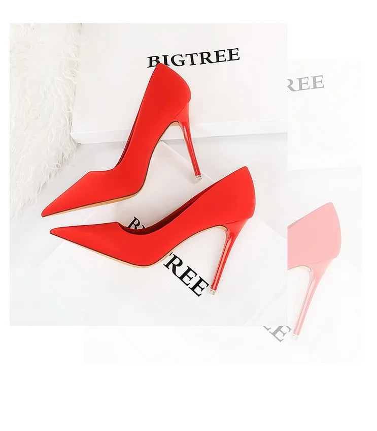 Elegant Purple Satin High Heel Stiletto Pumps for Women