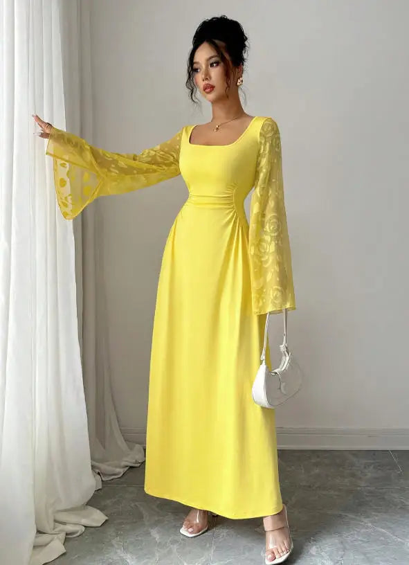 Elegant Solid Color Classic A-Line Midi Dress for Women
