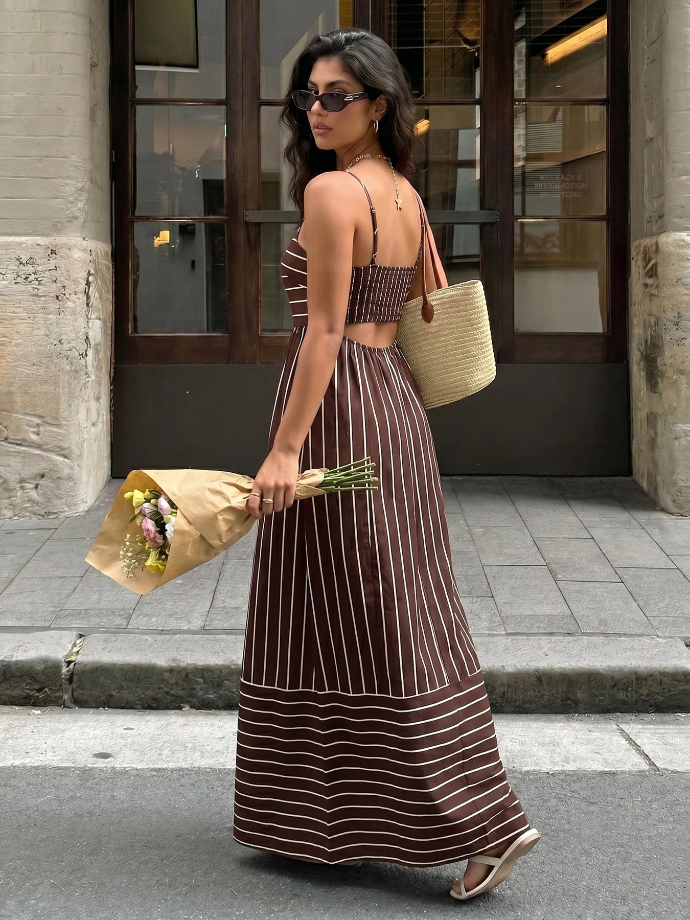 Elegant Backless Square Collar Maxi Dress for Women