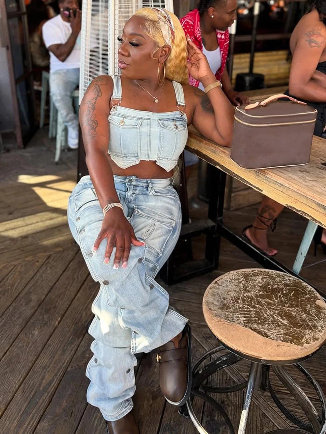 Streetwear Multi Pockets Jeans Cargo Pants Sexy Women High Waist Elegant Denim Casual Straight Trousers