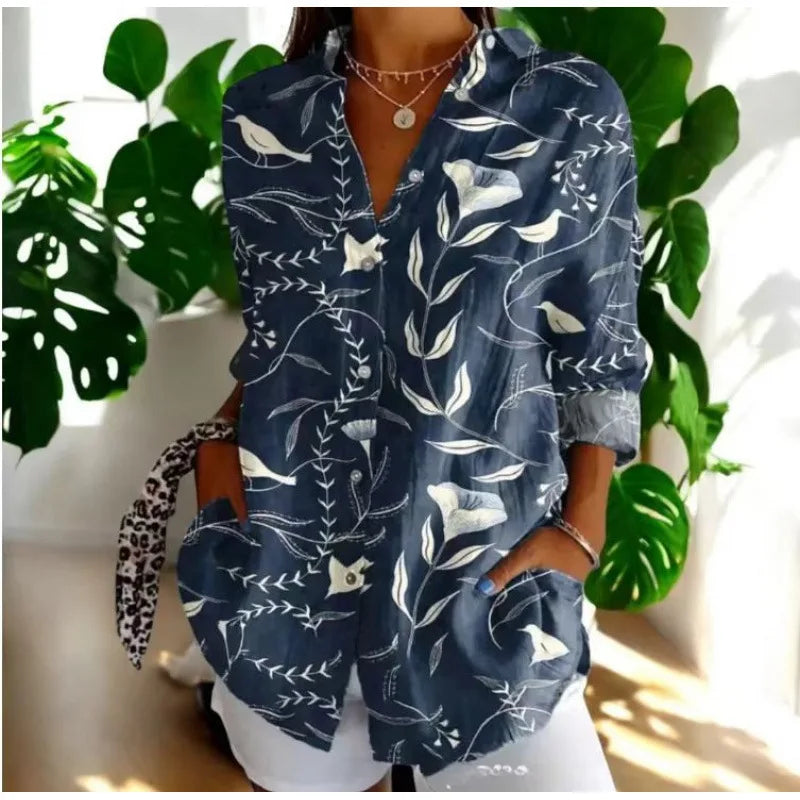 Ditsy Floral Oversized Dropped Shoulder Blouse for Women