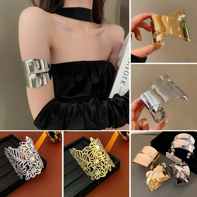 Layered Geometric Metal Cuff Bracelet