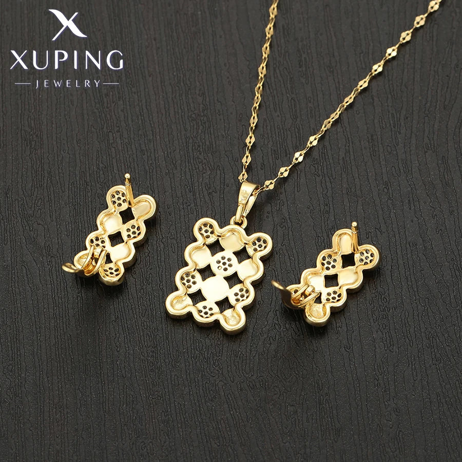 Charm Necklace And Hoop Earrings Set