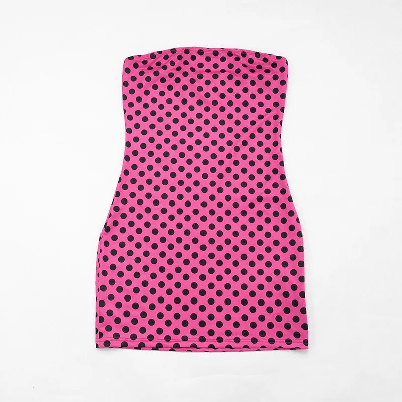 Polka Dot Print Sleeveless Backless Bodycon Dress for Women