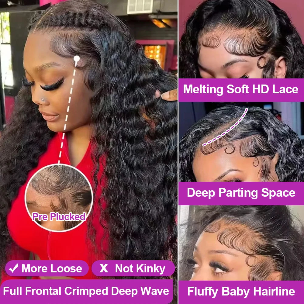 Glueless Deep Wave Water Curl Wig