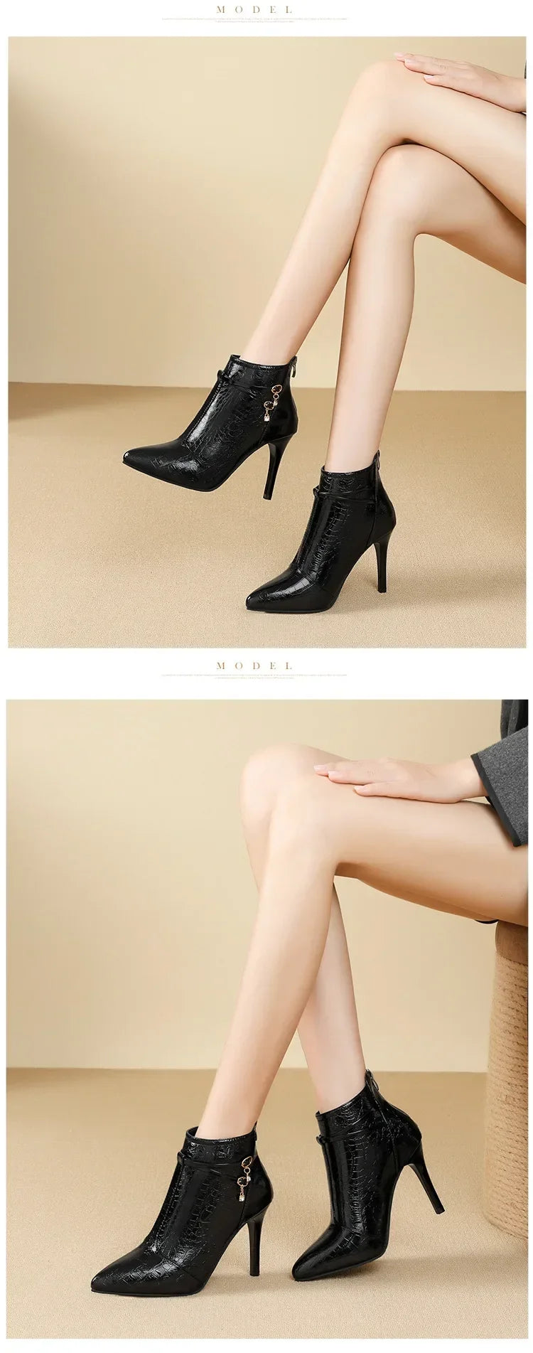 Crystal Pointed Toe High Heel Ankle Boots for Women
