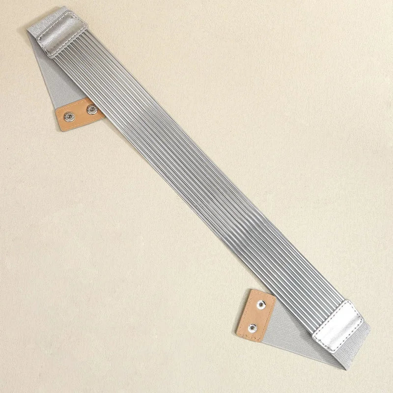 Pearl Embellished Wide Elastic Waist Belt for Women