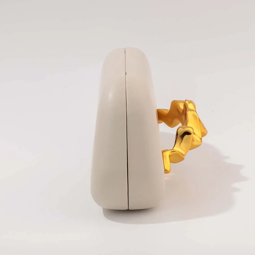 2025 Gold Metal Closure Box Clutch Bag for Women Vintage PU Leather Evening Bags Party Wedding Purse Clutch Elegant Prom Handbag