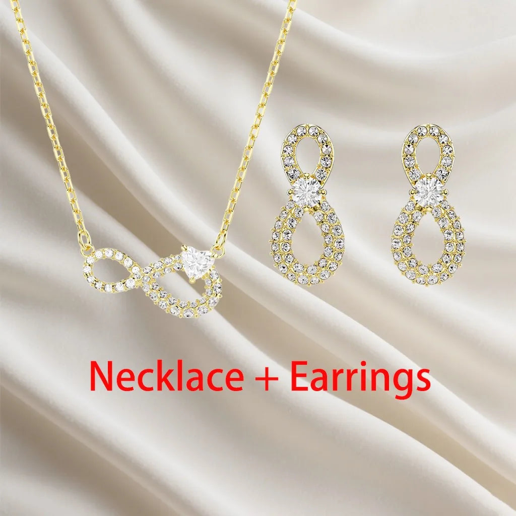 Sparkling Inlaid Pearl Pendant Jewelry Set for Women