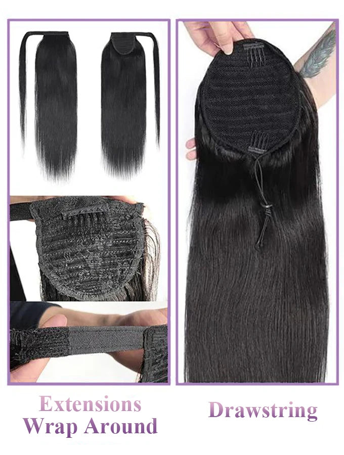 Body Wave Human Hair Drawstring Ponytail for Women