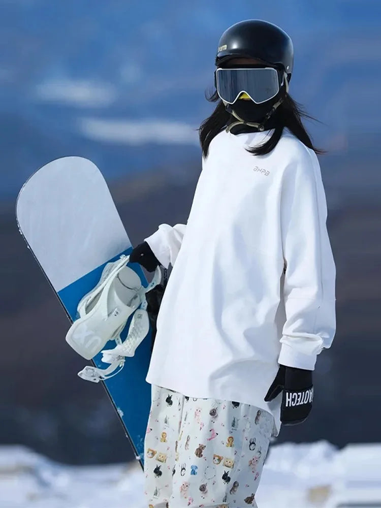 Fleece Lined Two Piece Snowboard Set With Cat And Dog Print for Women