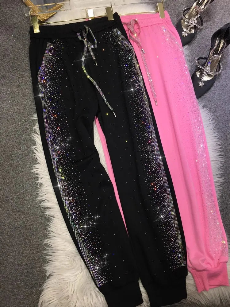 Rhinestone Embellished Sweatpants