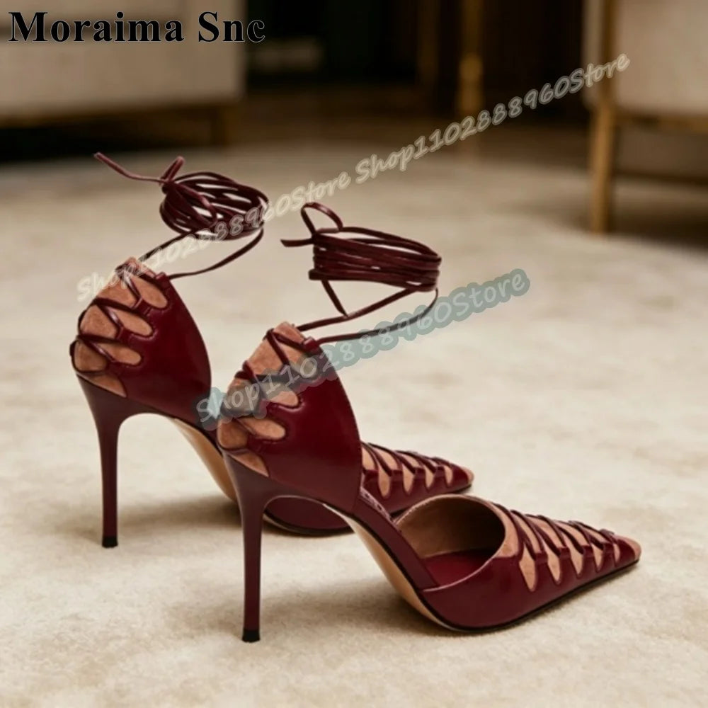 Fashionable Strappy Cross Tie Pointed Toe High Heel Sandals For Women