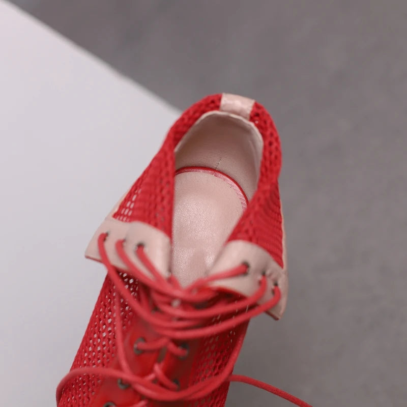 High Heel Mesh Peep Toe Boots