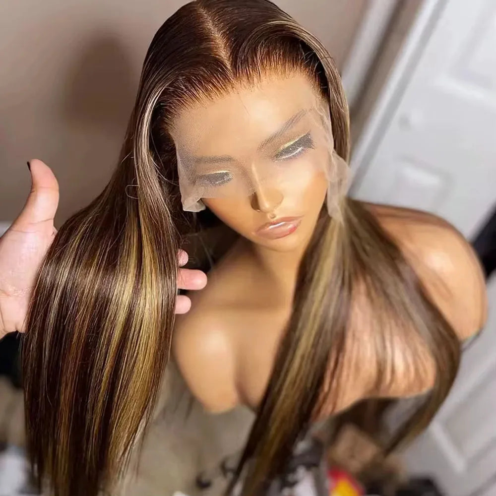 Ombre Straight Human Hair Lace Front Wig for Women