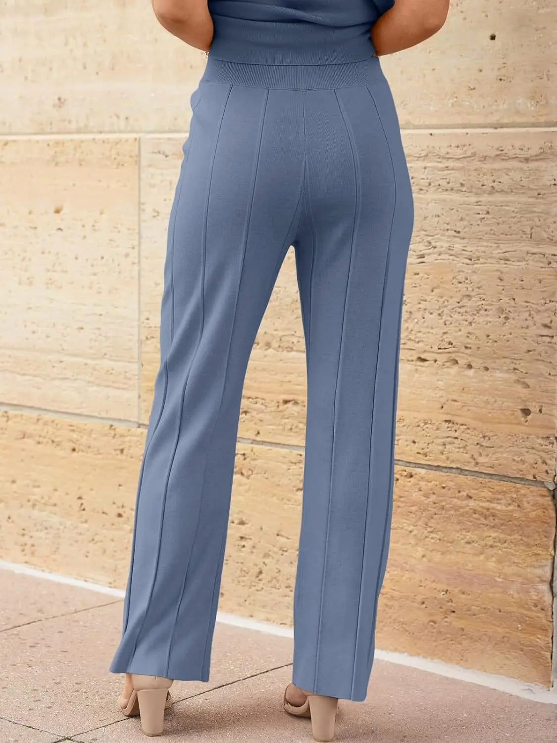 Summer Soft Knit Sleeveless Vest and Wide Leg Pants Set for Women