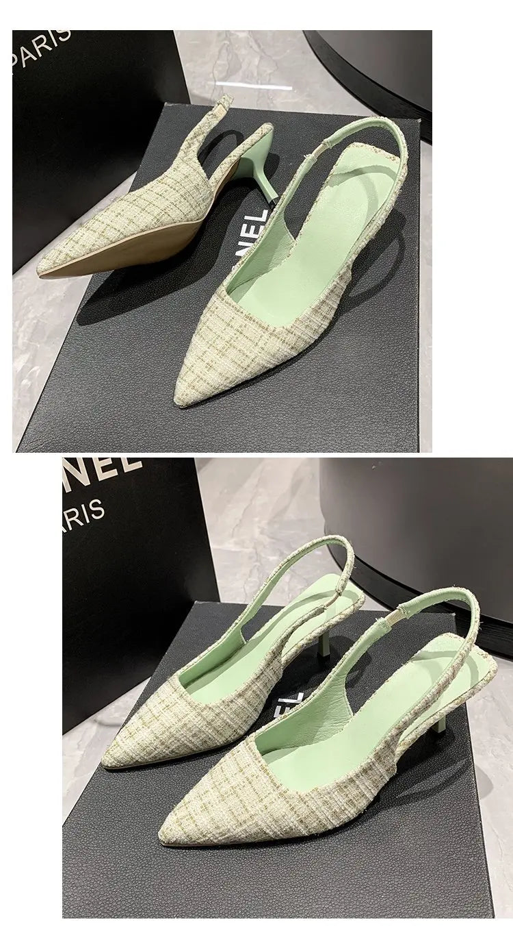 Elegant Blue Pointed Toe Slingback Pumps for Women