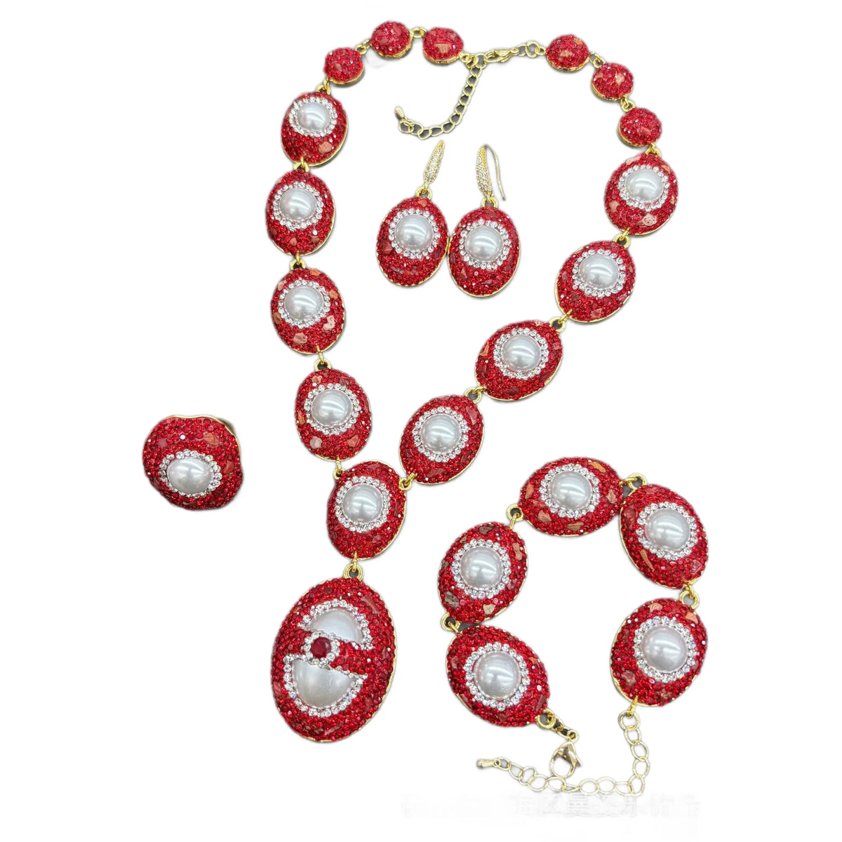 Statement Crystal Stone Four-Piece Jewelry Set for Women