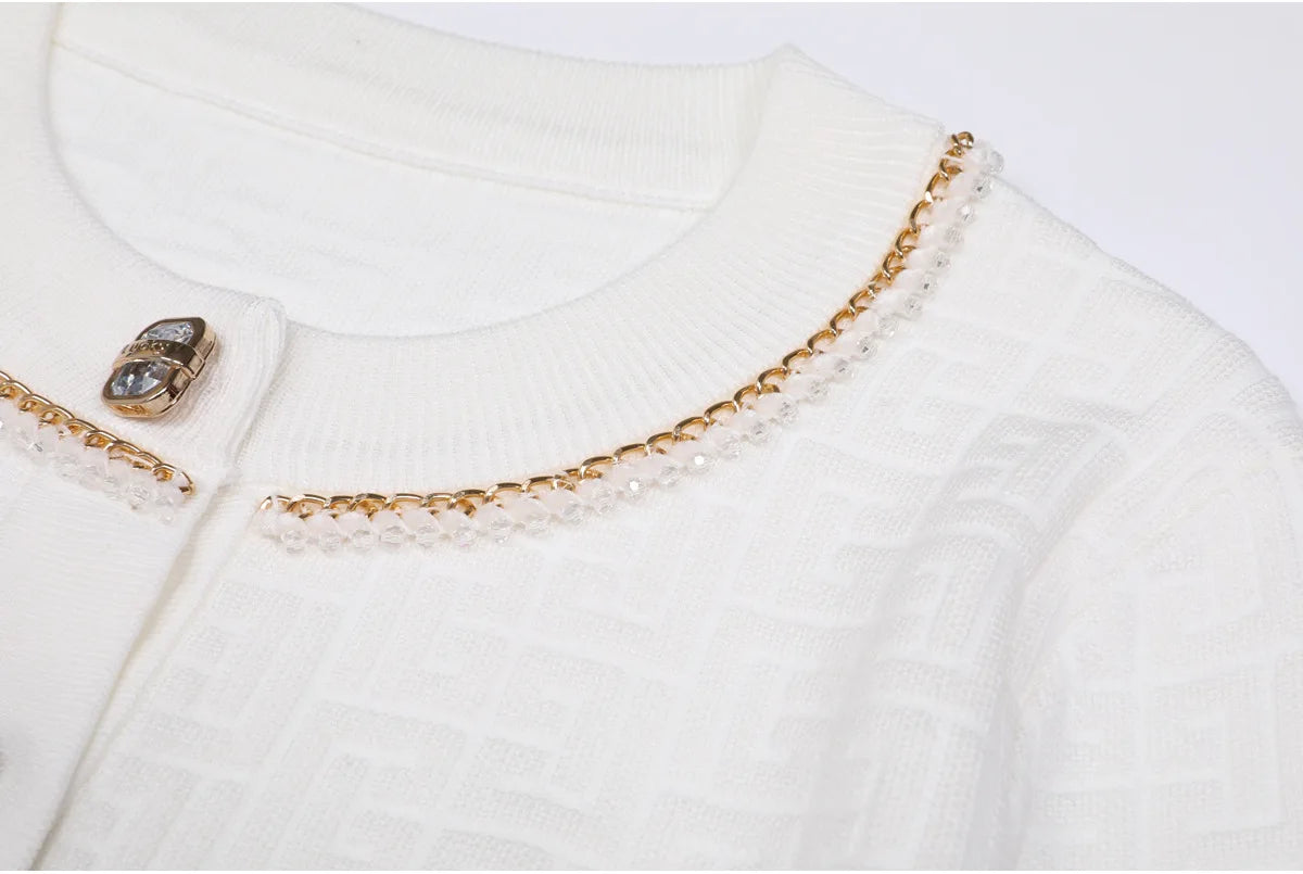 High-End Fashion Knitted Dress Set Autumn New Long Sleeve Single-Breasted Cardigan Coat Suspender Dress Women Two-Piece Set