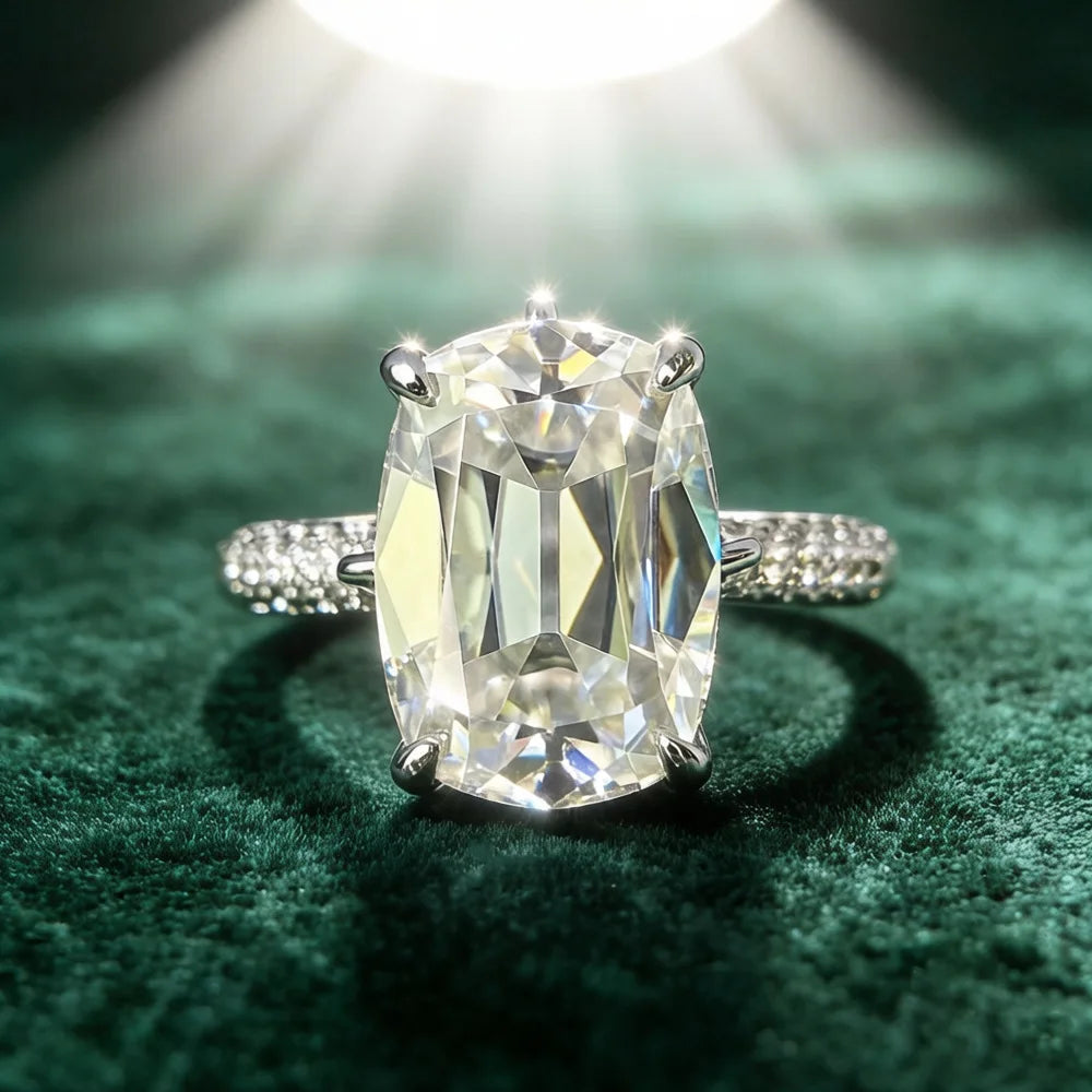 Old European Cut Moissanite Sterling Silver Ring for Women