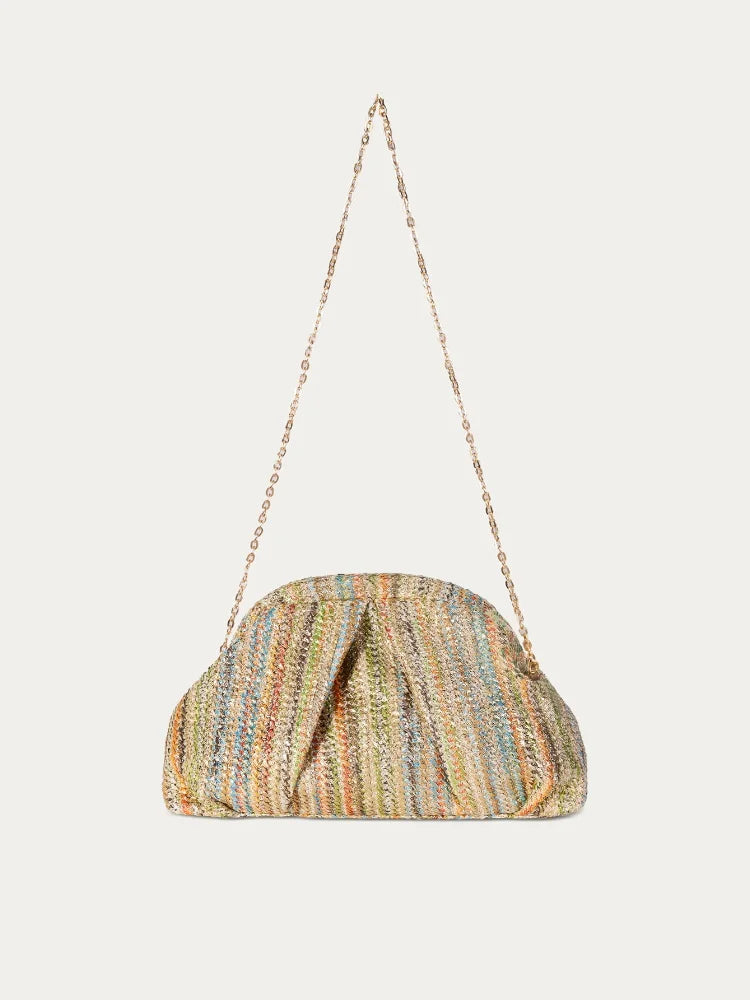 Ruched Glitter Rhinestones Clutch Bag