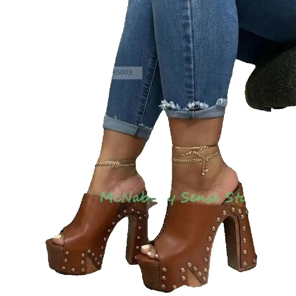 Summer Open Toe Platform Chunky Heel Sandals For Women