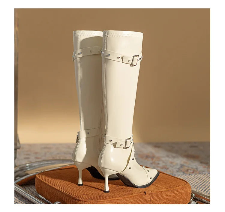 Black Mid Calf Stiletto Boots