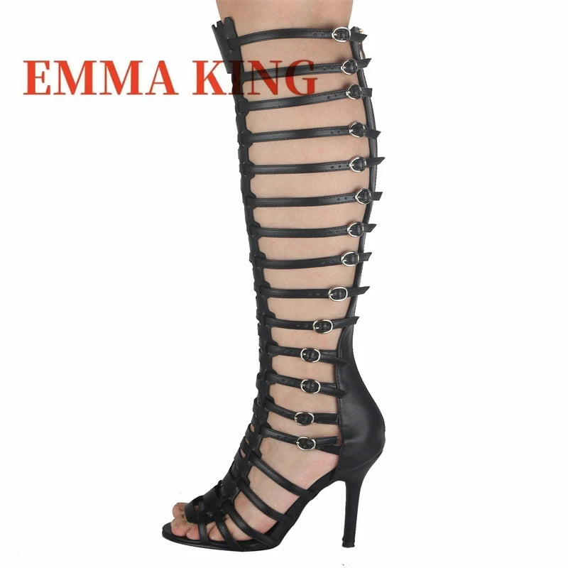 Knee High Gladiator Sandals with Buckles for Women
