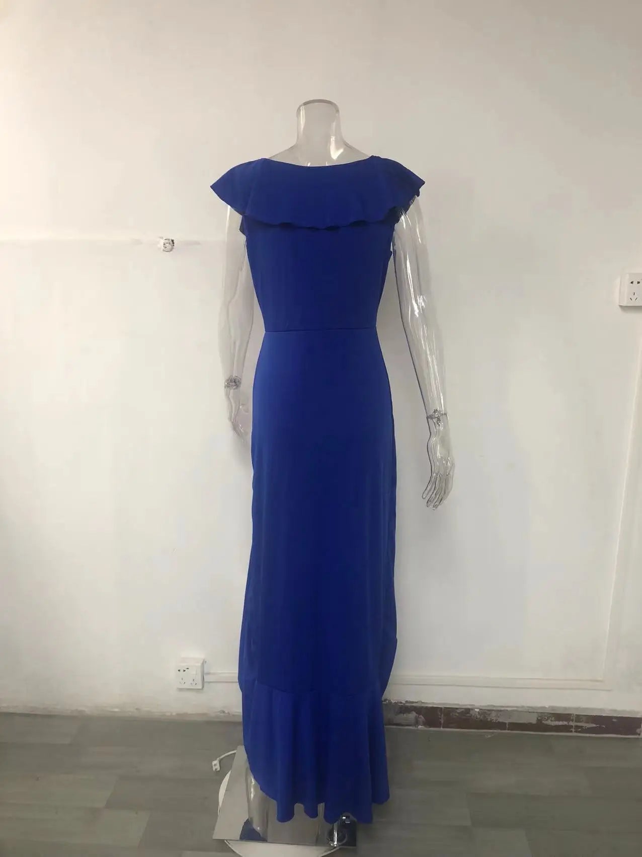 Elegant V-Neck Ruffle Hem Asymmetrical Dress European Style Women's Fashion 2026 Gown Classy Eveningwear