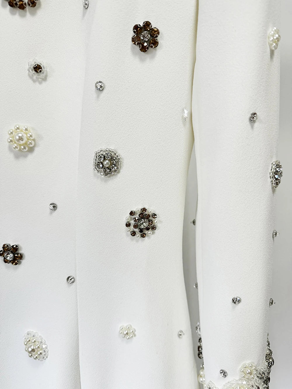 Modphy High-Quality Shiny Diamond Bead Slim Formal Maxi Dress Women'S Long Sleeved O-Neck Elegant Celebrity Evening Runway Gowns