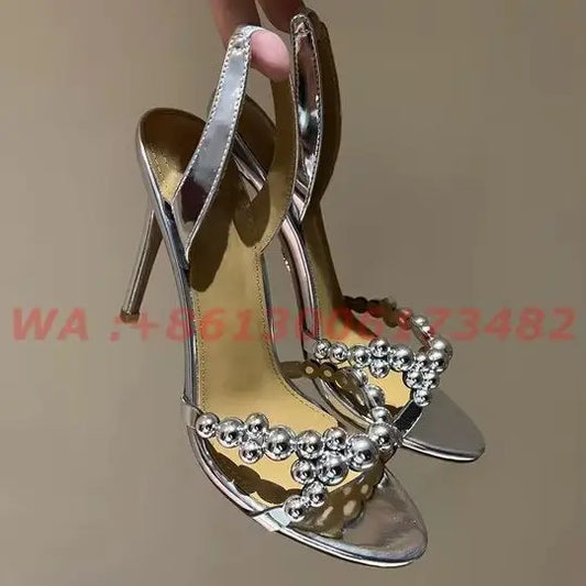 Metallic Slingback Heel Sandals
