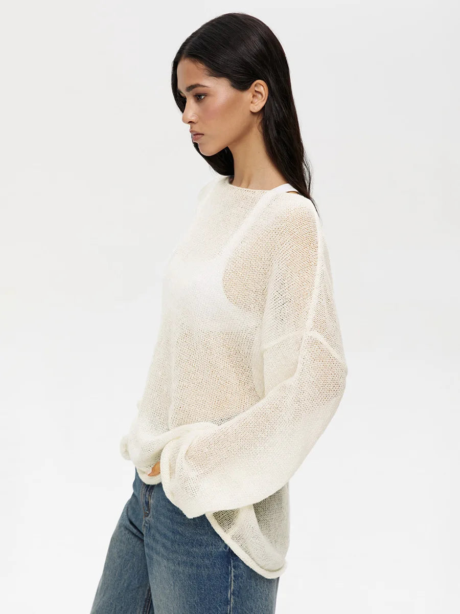 Sheer Hollow Knit Sweater