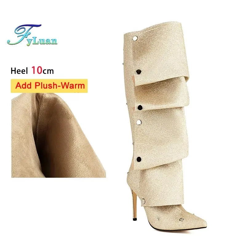 Pointed Toe Stiletto Zipper Ankle Boots